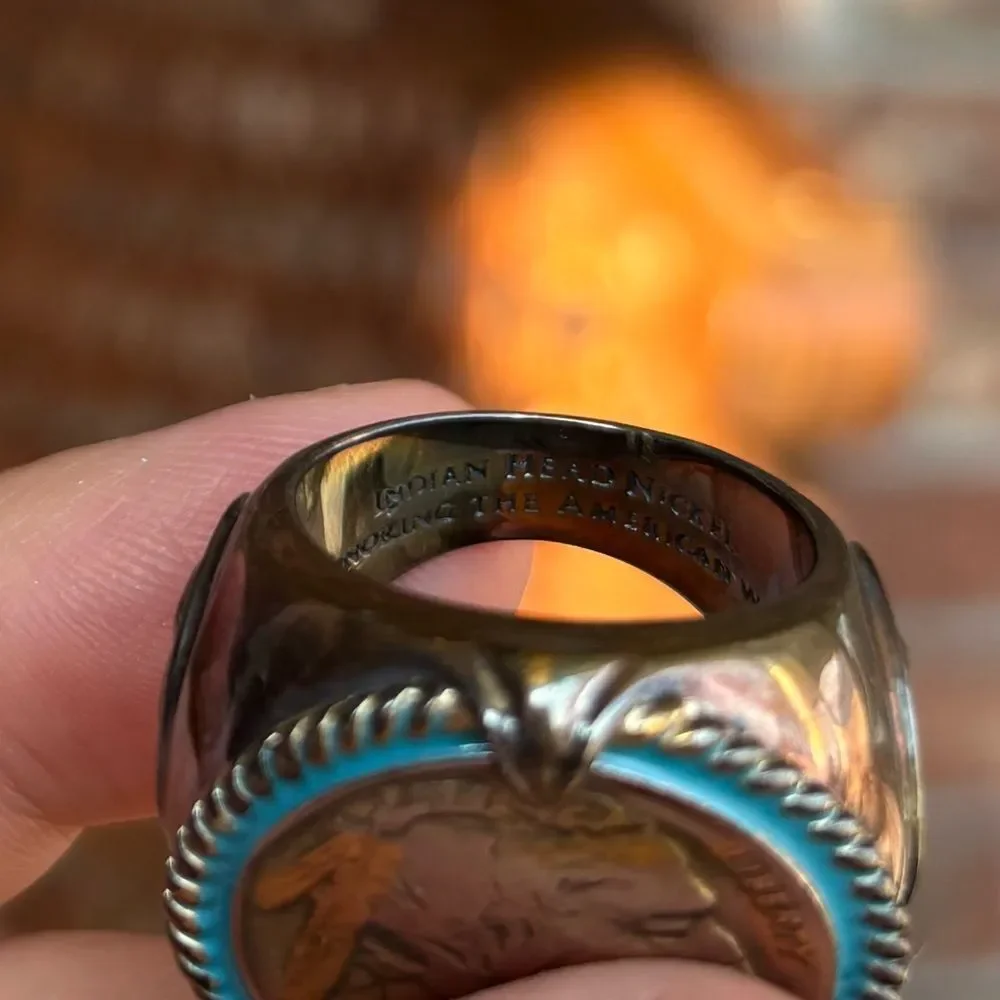 Bradford Exchange Indian Head Nickel Ring 925 Sterling Silver Size 9